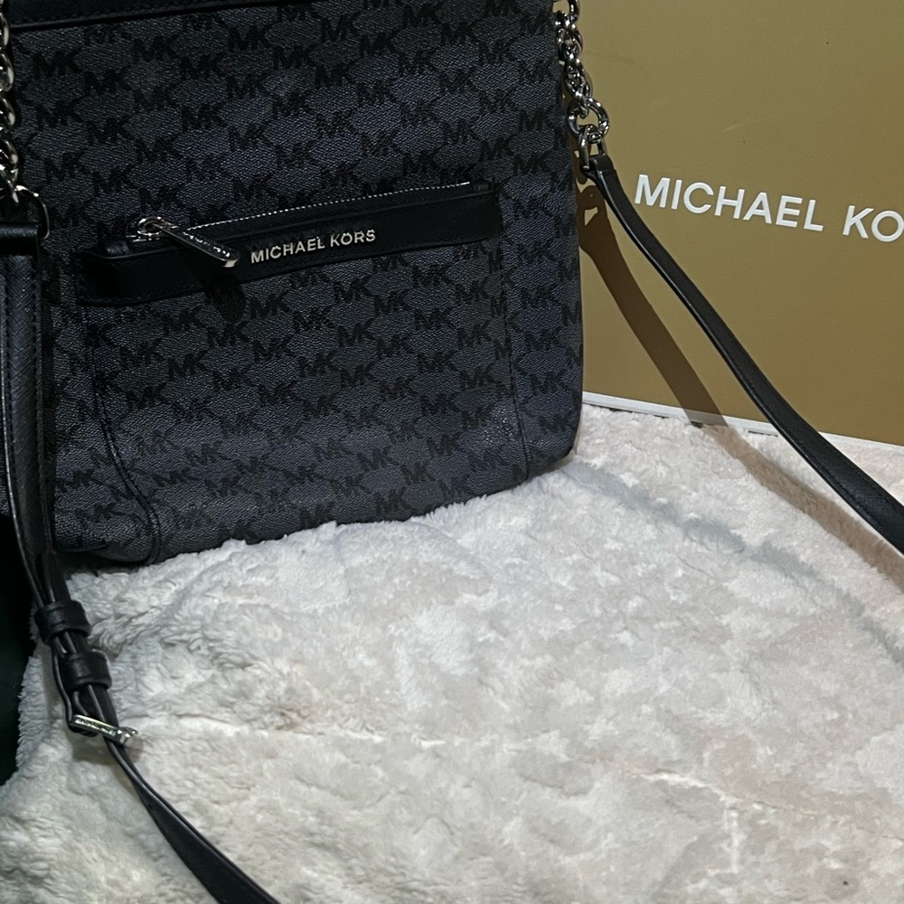 Michael Kors Black Quilted Crossbody Bag with Chain Strap